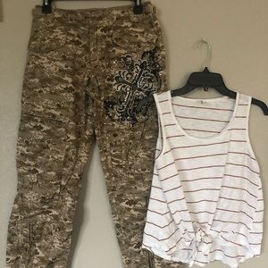 Women’s XS Polo Jeans & Small White & Gold Tank